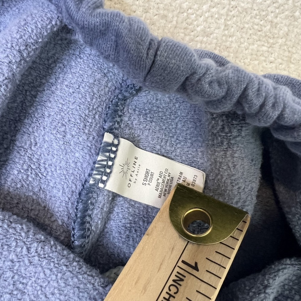 Aerie Fleece Lightweight Joggers Blue Lounge Cozy Sweatpants Women's S Short - Picture 6 of 6